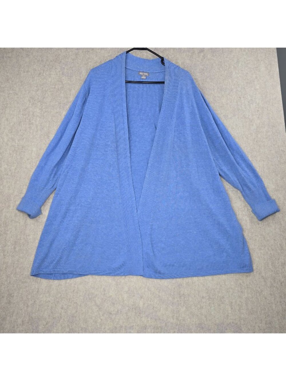 Falls Creek 2X Open Front Blue Cardigan Sweater Cotton/Viscose